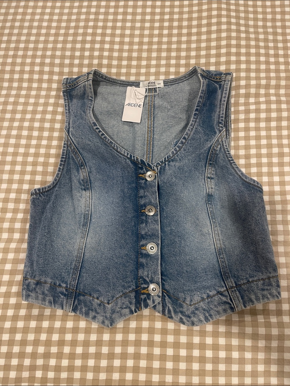 Ardene Blue Washed Denim Button Vest